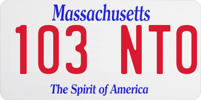 MA license plate 103NT0