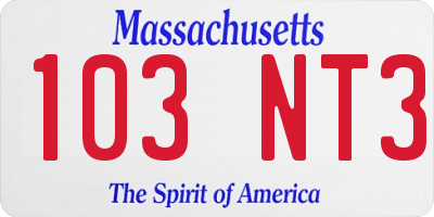 MA license plate 103NT3