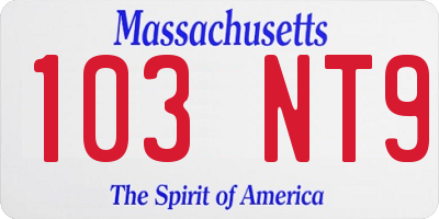 MA license plate 103NT9