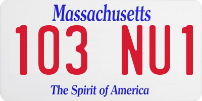 MA license plate 103NU1