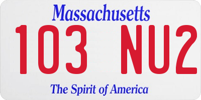MA license plate 103NU2