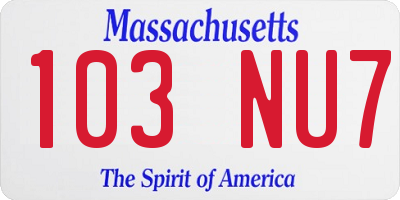 MA license plate 103NU7