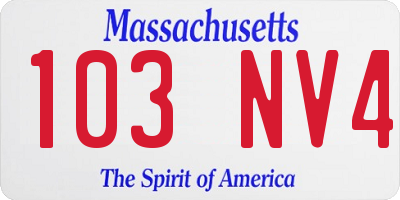 MA license plate 103NV4