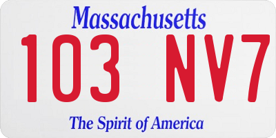 MA license plate 103NV7