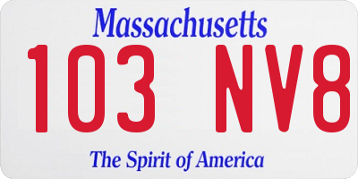MA license plate 103NV8