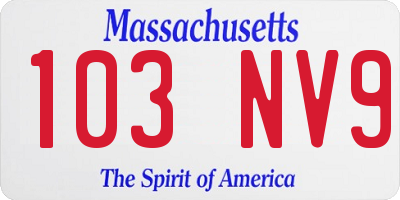 MA license plate 103NV9