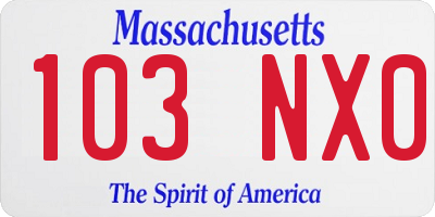 MA license plate 103NX0