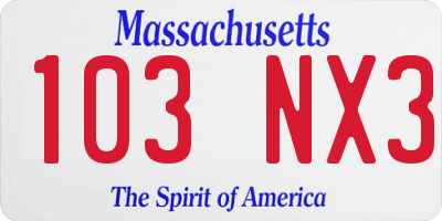 MA license plate 103NX3