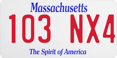 MA license plate 103NX4