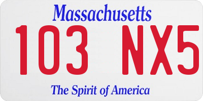 MA license plate 103NX5