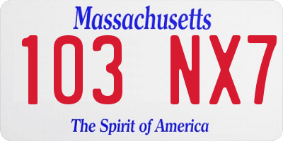MA license plate 103NX7