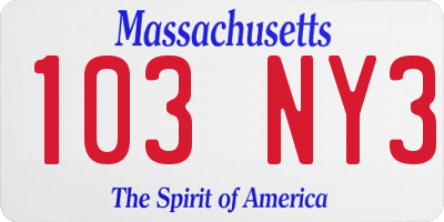MA license plate 103NY3