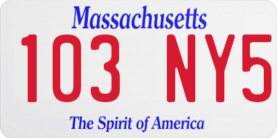 MA license plate 103NY5