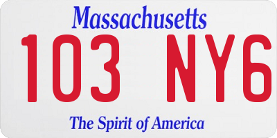 MA license plate 103NY6