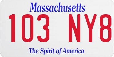 MA license plate 103NY8