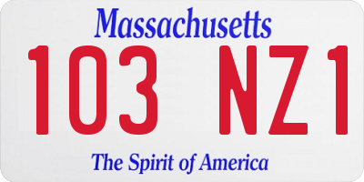 MA license plate 103NZ1