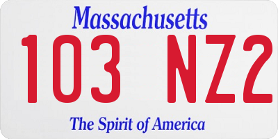 MA license plate 103NZ2