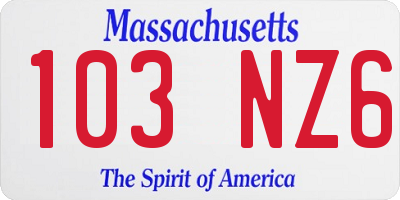 MA license plate 103NZ6