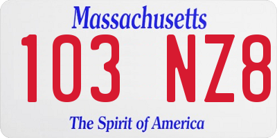 MA license plate 103NZ8