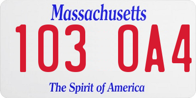 MA license plate 103OA4