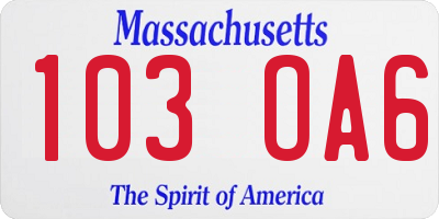 MA license plate 103OA6