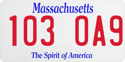 MA license plate 103OA9