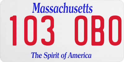 MA license plate 103OB0