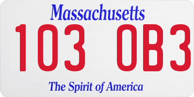 MA license plate 103OB3