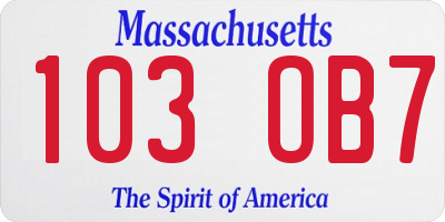 MA license plate 103OB7