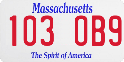 MA license plate 103OB9