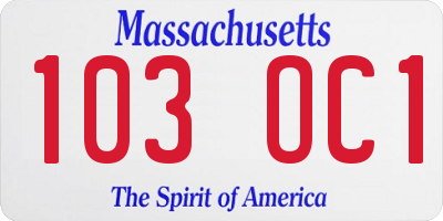 MA license plate 103OC1
