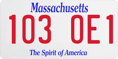 MA license plate 103OE1