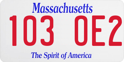 MA license plate 103OE2
