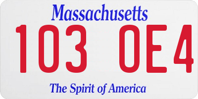 MA license plate 103OE4