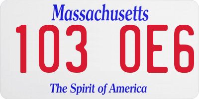 MA license plate 103OE6