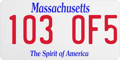MA license plate 103OF5