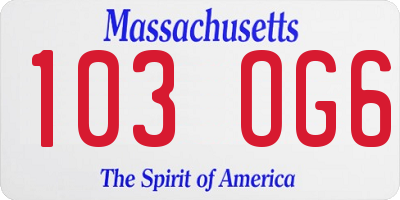 MA license plate 103OG6
