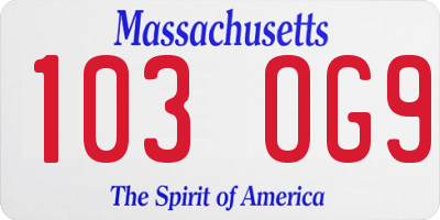 MA license plate 103OG9