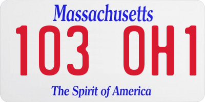 MA license plate 103OH1