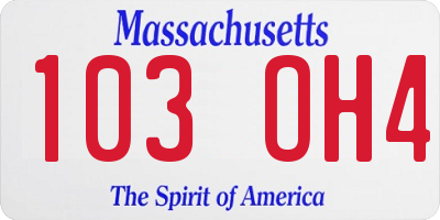 MA license plate 103OH4