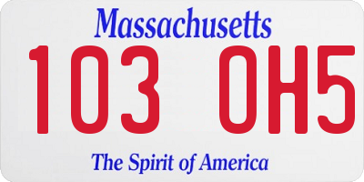 MA license plate 103OH5