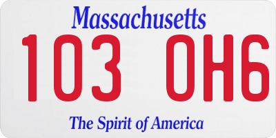 MA license plate 103OH6