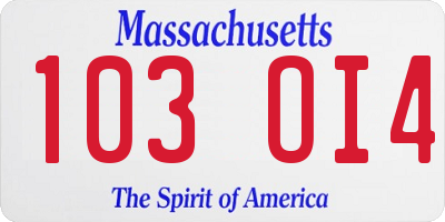 MA license plate 103OI4