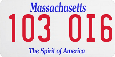 MA license plate 103OI6