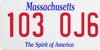 MA license plate 103OJ6