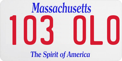 MA license plate 103OL0