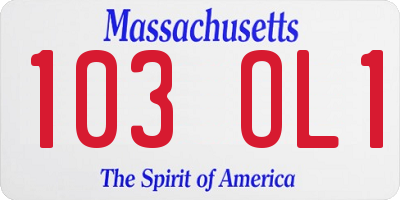 MA license plate 103OL1