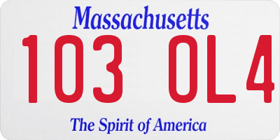 MA license plate 103OL4