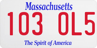 MA license plate 103OL5