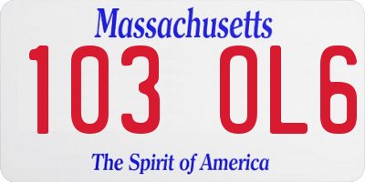 MA license plate 103OL6